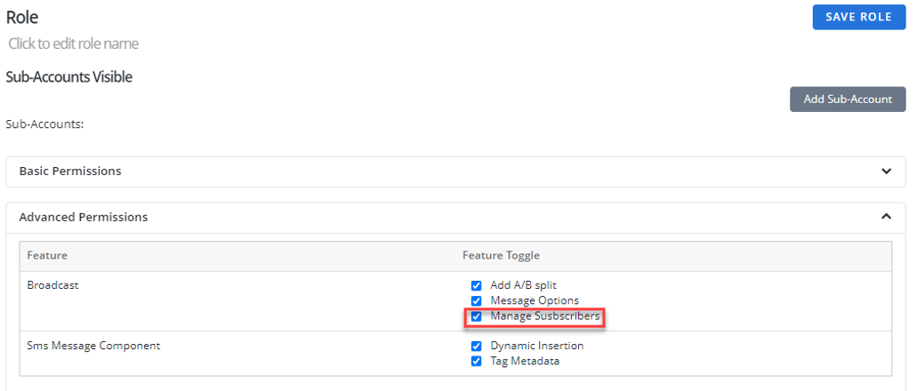 manage subscribers option
